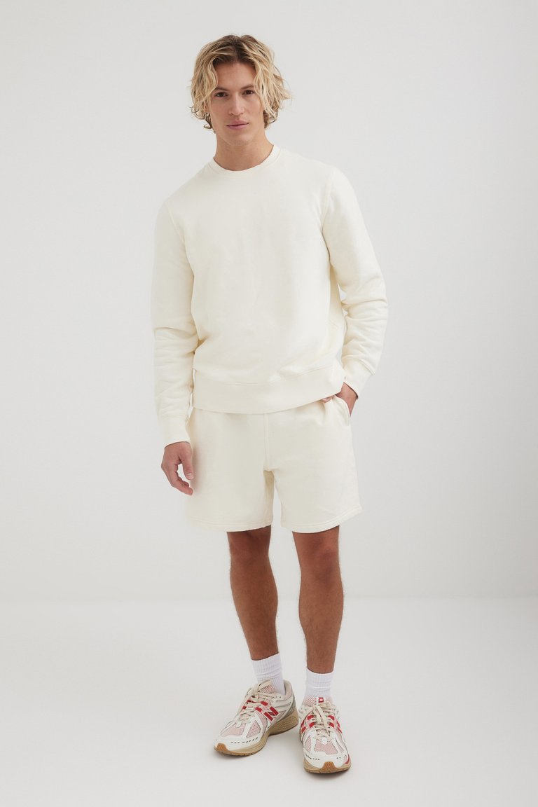 Mens Colin Eco Fleece Crew Neck Sweatshirt - Antique White