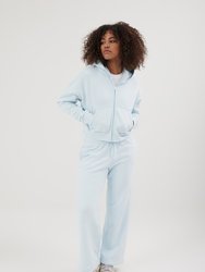 Womens Whitley Eco Fleece Cropped Zip Hoodie - Ice Blue