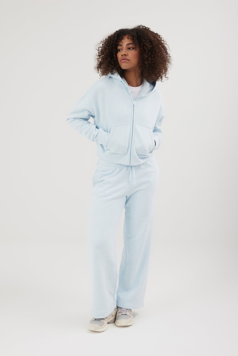 Womens Whitley Eco Fleece Cropped Zip Hoodie - Ice Blue