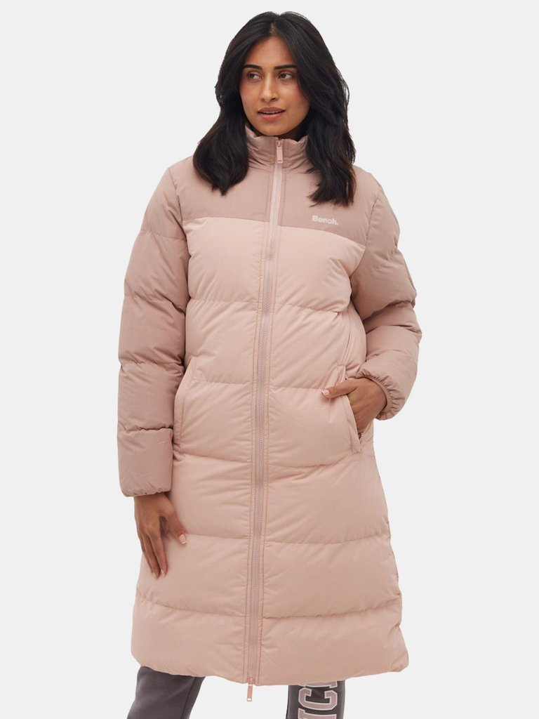 Womens Phyllis Two-Tone Puffer Coat - Dusky Pink