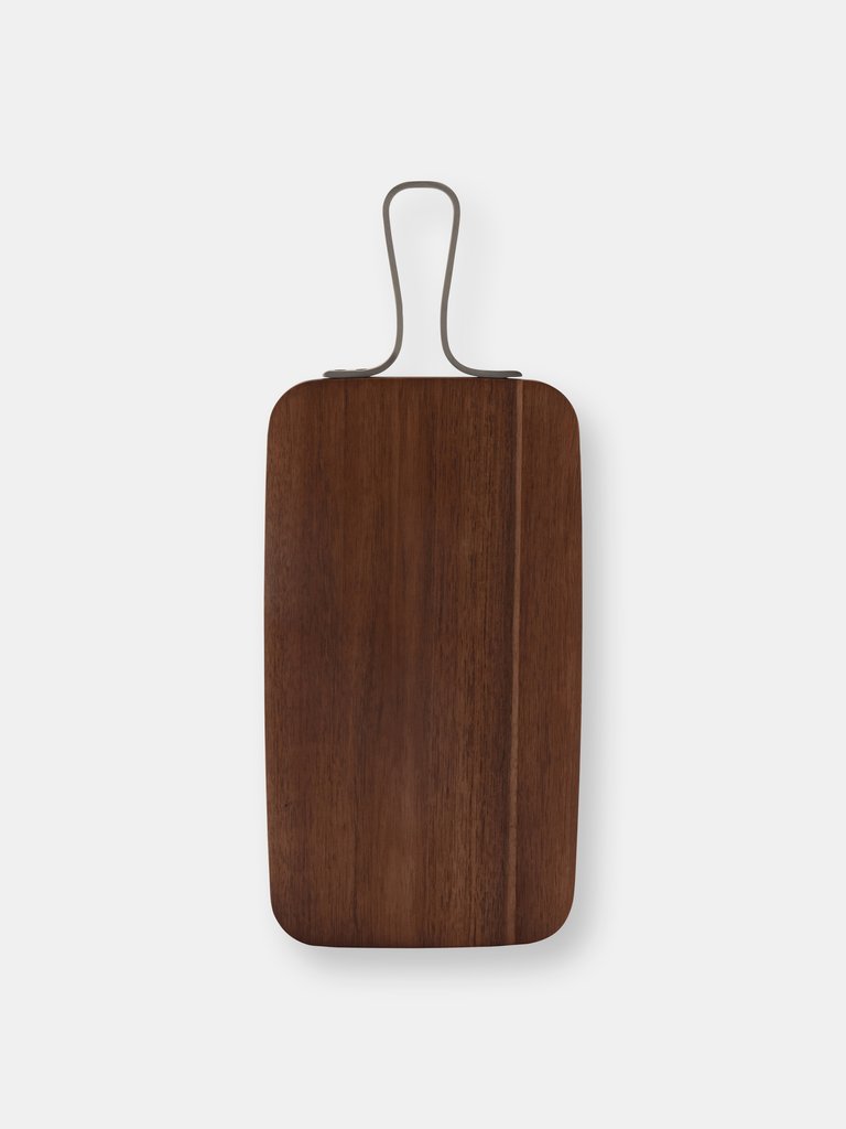 Acacia Wood Serving Board With Stainless Steel Handle