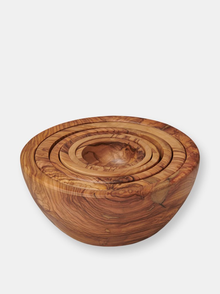 Berard Olive Wood 6 Bowls Set - Natural Wood