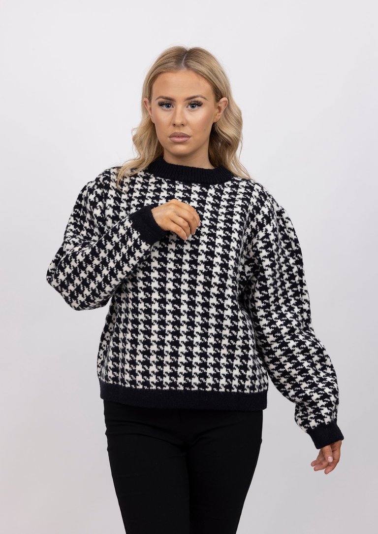 Houndstooth Women Jumper Sweater