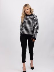 Houndstooth Women Jumper Sweater - Black