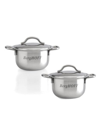 BergHOFF 2.5" Stainless Steel Covered Mini Pots, Set of 4 product