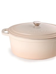 5qt Cast Iron Oval Covered Dutch Oven, Meringue - Brown