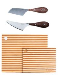 Aaron Probyn 4pc Cheese Set with Cutting Board, Soft & Hard Cheese Knife