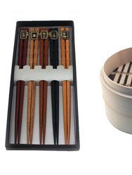 Bamboo 11pc Steamer Set, Steamer & Chopsticks