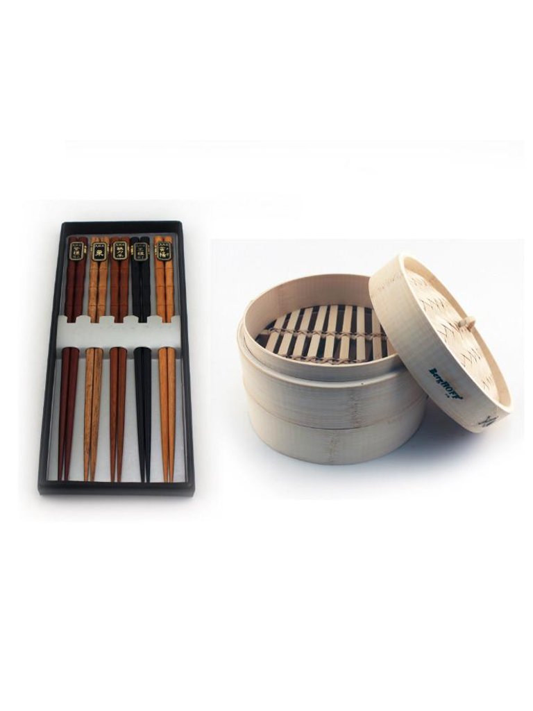 Bamboo 11pc Steamer Set, Steamer & Chopsticks