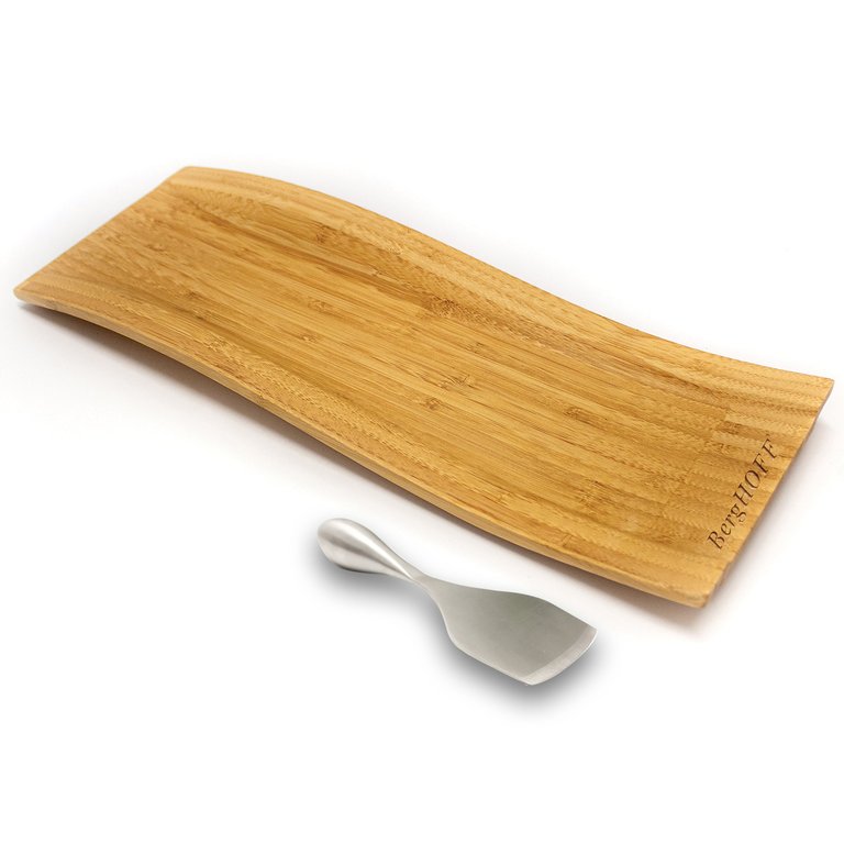 Bamboo 2Pc Wavy Board & Aaron Probyn Cheese Knife Set