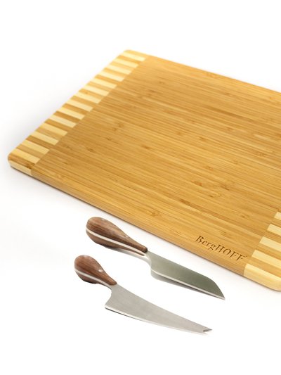 BergHOFF Bamboo 3Pc Rectangle Two-Toned Cutting Board and Aaron Probyn Cheese Knives product