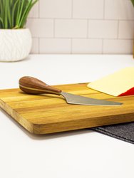 Bamboo 3Pc Striped Cutting Board And Aaron Probyn Cheese Knives Set