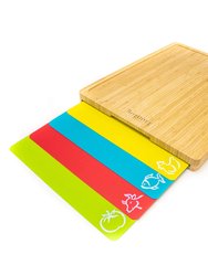 Bamboo Cutting Board Set with 4 multi-colored flexible cutting boards