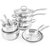 Belly Shape 12pc 18/10 Stainless Steel Cookware Set, Glass Lids