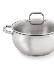 Belly Shape 18/10 Stainless Steel 9.5" Stockpot With Glass Lid 5.5Qt.
