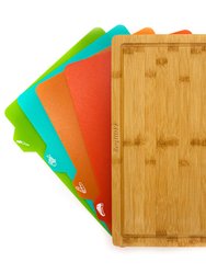Berghoff Bamboo 5Pc Cutting Board Set with 4 Muti-colored inserts, 16.5"x11.8"x1.1"