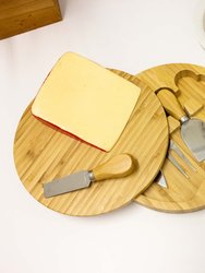 BergHOFF Bamboo 6pc Round Covered Cheese Board Set, with 4 Tools, 8.7x1.5"