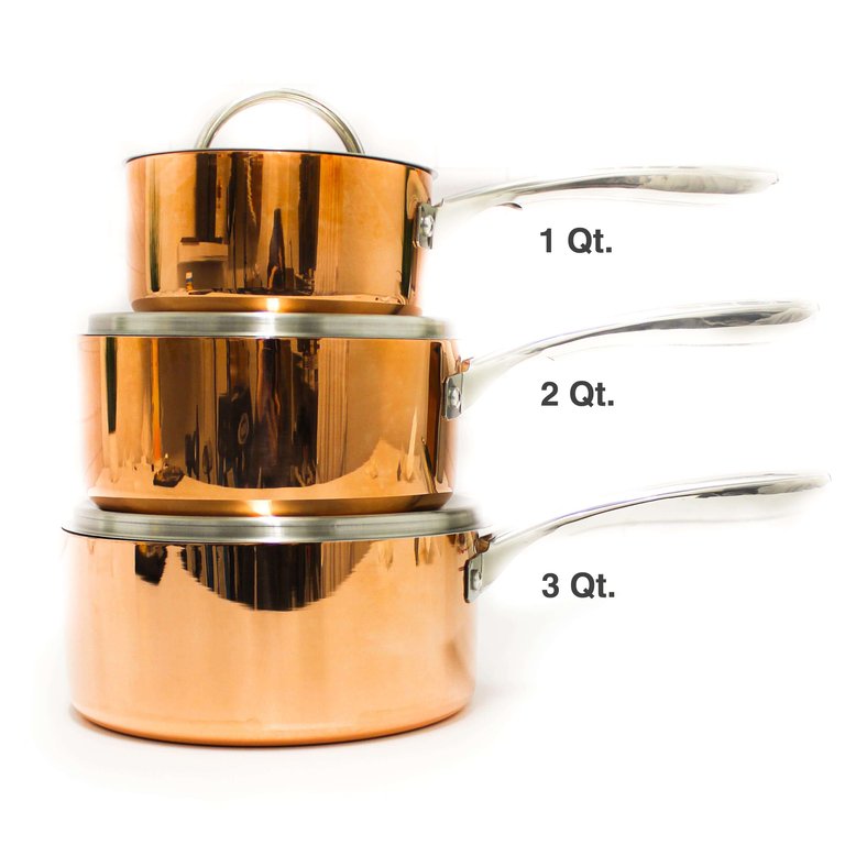 Berghoff Copper Tri-Ply 3 Qt. Covered Saucepan, Polished