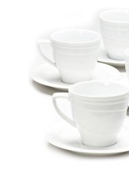 BergHOFF Elan 8.6oz Porcelain Tea Cup and Saucer, Set of 4