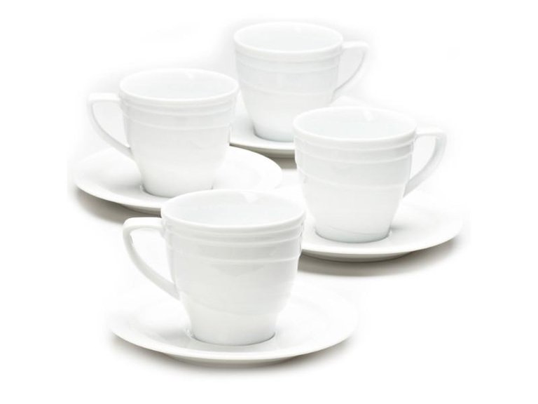 BergHOFF Elan 8.6oz Porcelain Tea Cup and Saucer, Set of 4