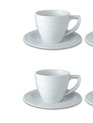 BergHOFF Essentials 12oz Porcelain Breakfast Cup & Saucers, Set of 4