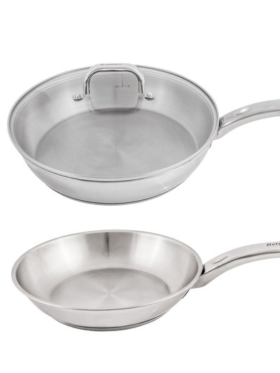 BergHOFF BergHOFF Essentials 18/10 Stainless Steel 3Pc Cookware Set, Fry Pan 8", Skillet 2.5qt., Glass Lid, Induction Cooktop Ready, Belly Shape product