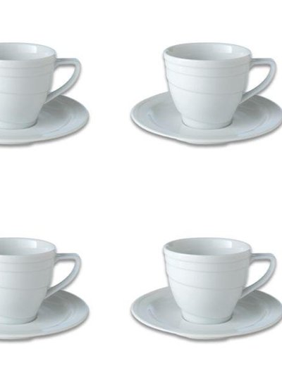 BergHOFF BergHOFF Essentials 8.6oz Porcelain Teacup & Saucers, Set of 4 product