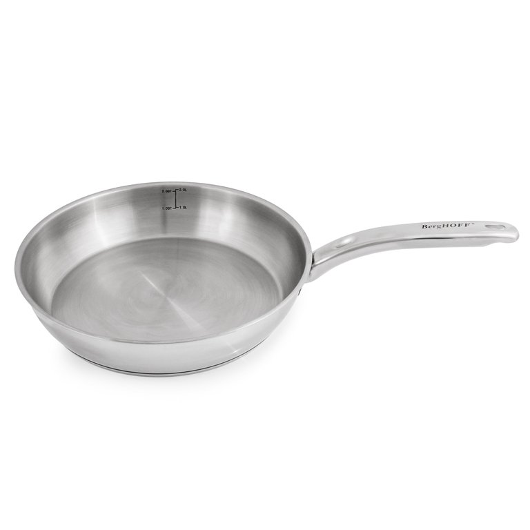 BergHOFF Essentials Belly Shape 18/10 Stainless Steel 10.5" Skillet With Glass Lid 2.5Qt.