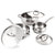 BergHOFF Essentials Belly Shape 18/10 Stainless Steel 6Pc Starter Set, Stockpot, Saucepan, Deep Skillet, Metal Lid