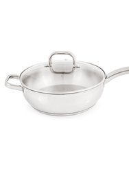 BergHOFF Essentials Belly Shape 18/10 Stainless Steel 9.5" Deep Skillet With Glass Lid 3.2Qt. - Stainless Steel