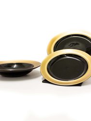 BergHOFF GEM 32 Pcs Dinnerware Set, Black & Gold