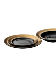 BergHOFF GEM 3PC Plate Set , 2 Plates & Bowl, Black & Gold - Black and Gold