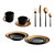 BergHOFF GEM 40Pcs Dinnerware & Flatware Set, Black & Gold