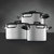 BergHOFF GEM 6Pc Downdraft 18/10 Stainless Steel Cookware Set, Black Handles