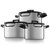 BergHOFF GEM 6Pc Downdraft 18/10 Stainless Steel Cookware Set, Black Handles - Grey