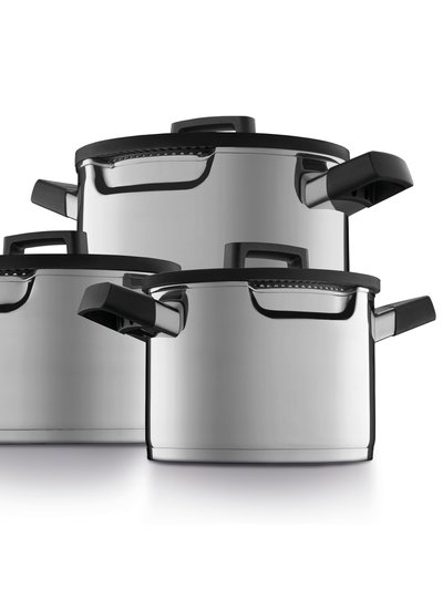 BergHOFF BergHOFF GEM 6Pc Downdraft 18/10 Stainless Steel Cookware Set, Black Handles product