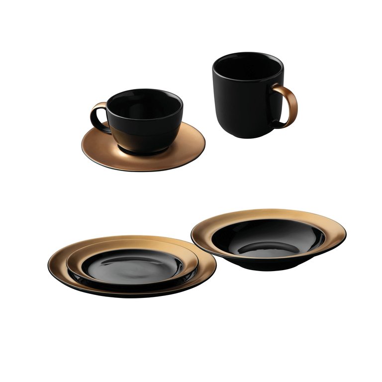 BergHOFF GEM Dinnerware 6PC Place Setting - Black and Gold