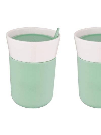 BergHOFF BergHOFF Leo 11.16oz Porcelain Travel Mug, Green, Set of 2 product