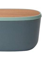 BergHOFF Leo 12.5" Bamboo Bread Box with Cutting Board, Blue & Mint - Blue and Mint