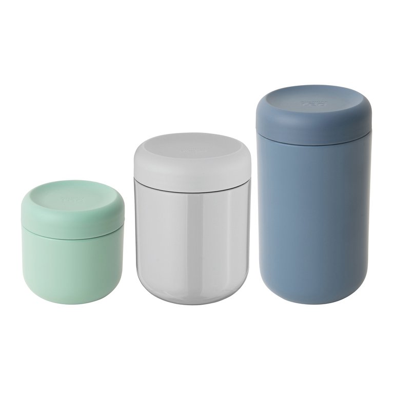 BergHOFF Leo 3Pc Graduated Container Set, Green, Grey, & Blue - Green/Grey/Blue