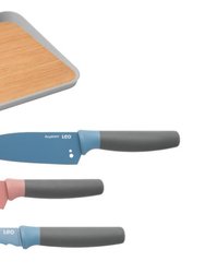 BergHOFF Leo 4PC Stainless Steel Knife Set with 16" Bamboo Cutting Board