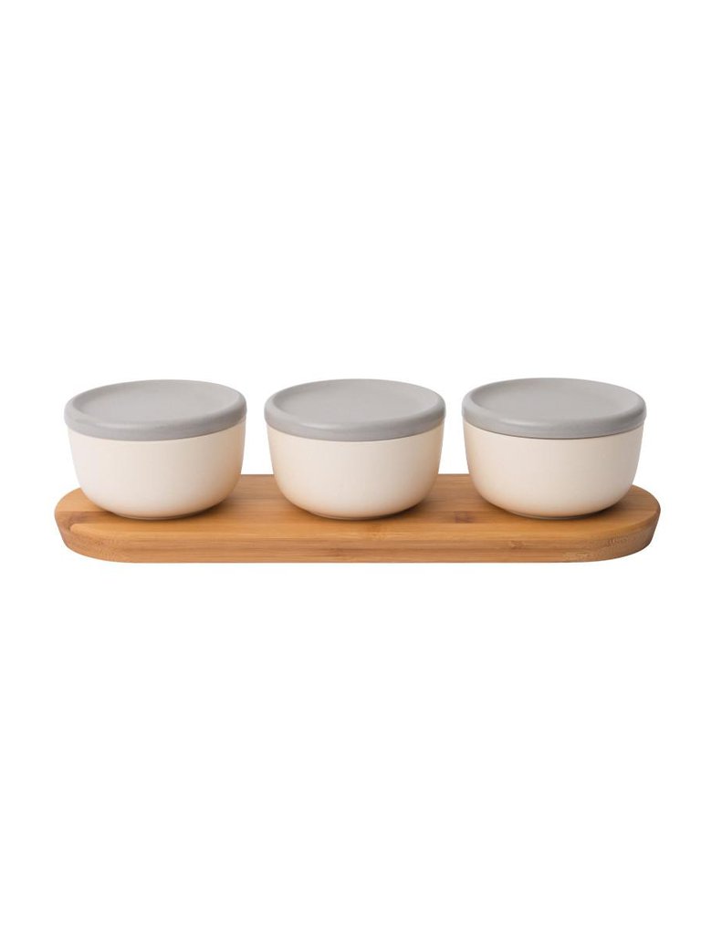 BergHOFF Leo 6PC Bamboo Covered Bowl Set with Bamboo Tray 0.29QT Each