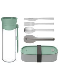 BergHOFF Leo Lunch Set, Water Bottle Flatware and Bento Box, Green - Green
