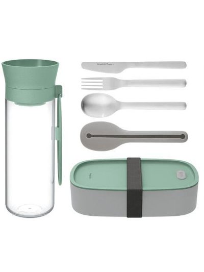 BergHOFF BergHOFF Leo Lunch Set, Water Bottle Flatware and Bento Box, Green product