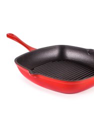 BergHOFF Neo 11" Cast Iron Square Grill Pan, Red