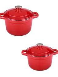 BergHOFF Neo 4PC Cast Iron Set: 3QT Covered Stockpot & 7QT Covered Stockpot, Red - Red