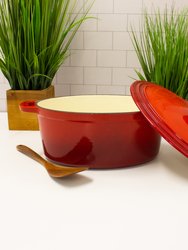 BergHOFF Neo 5QT Cast Iron Oval Covered Casserole, Red