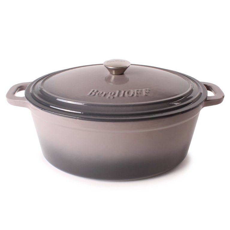 BergHOFF Neo 5qt Cast Iron Oval Covered Dutch Oven, Oyster - Oyster
