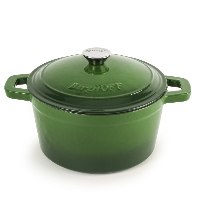 BergHOFF Neo 7QT Cast Iron Round Covered Casserole, Green - Green