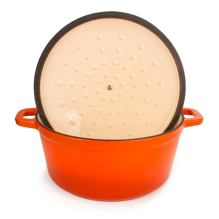 BergHOFF Neo 7QT Cast Iron Round Covered Casserole, Orange